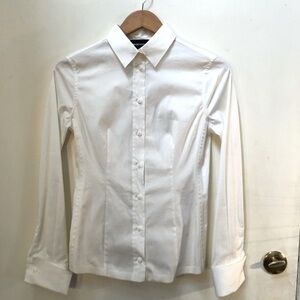Long sleeve white blouse - raw edge sleeve